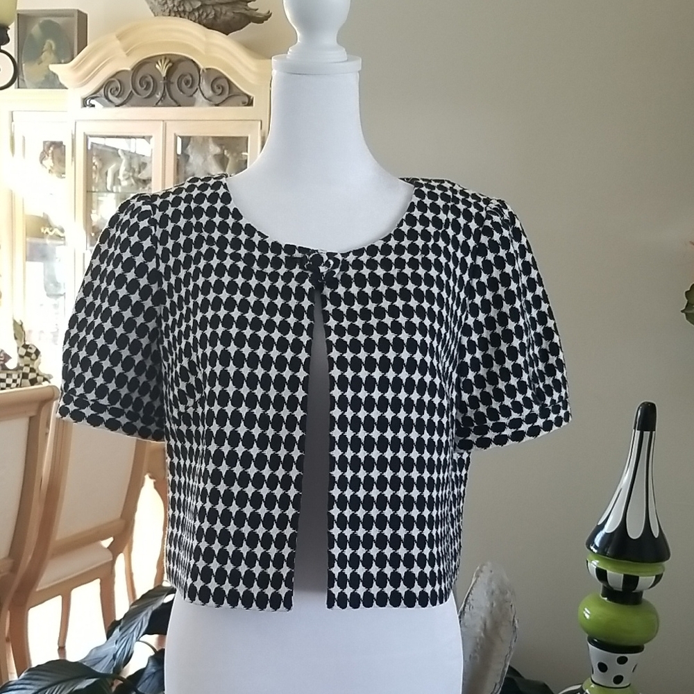 LOFT Black and White Patterned Blouse
